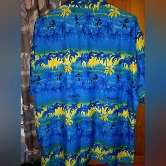 RIMA Silk Designer Silk Caribbean shirt blue tropic graphic - Picture 6 of 12